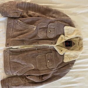 Men's brown/lavender Suede Shearling Jacket